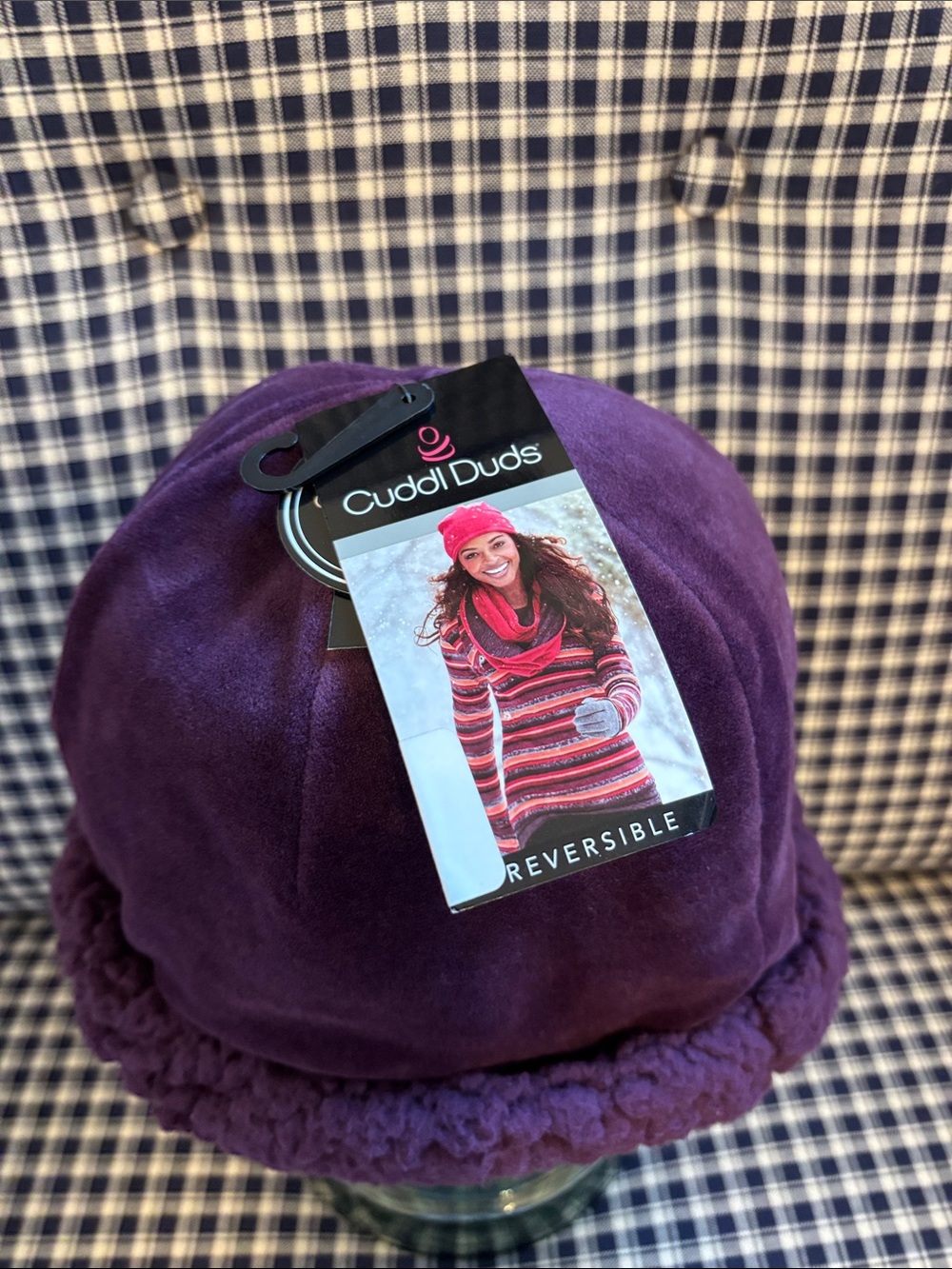 Cuddl Duds Plush Reversible Deep Purple Bucket Hat